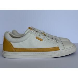 TORY‎ BURCH Classic Court Canvas Sneaker Ivory Canvas/Curry Yellow Size 9M EUC